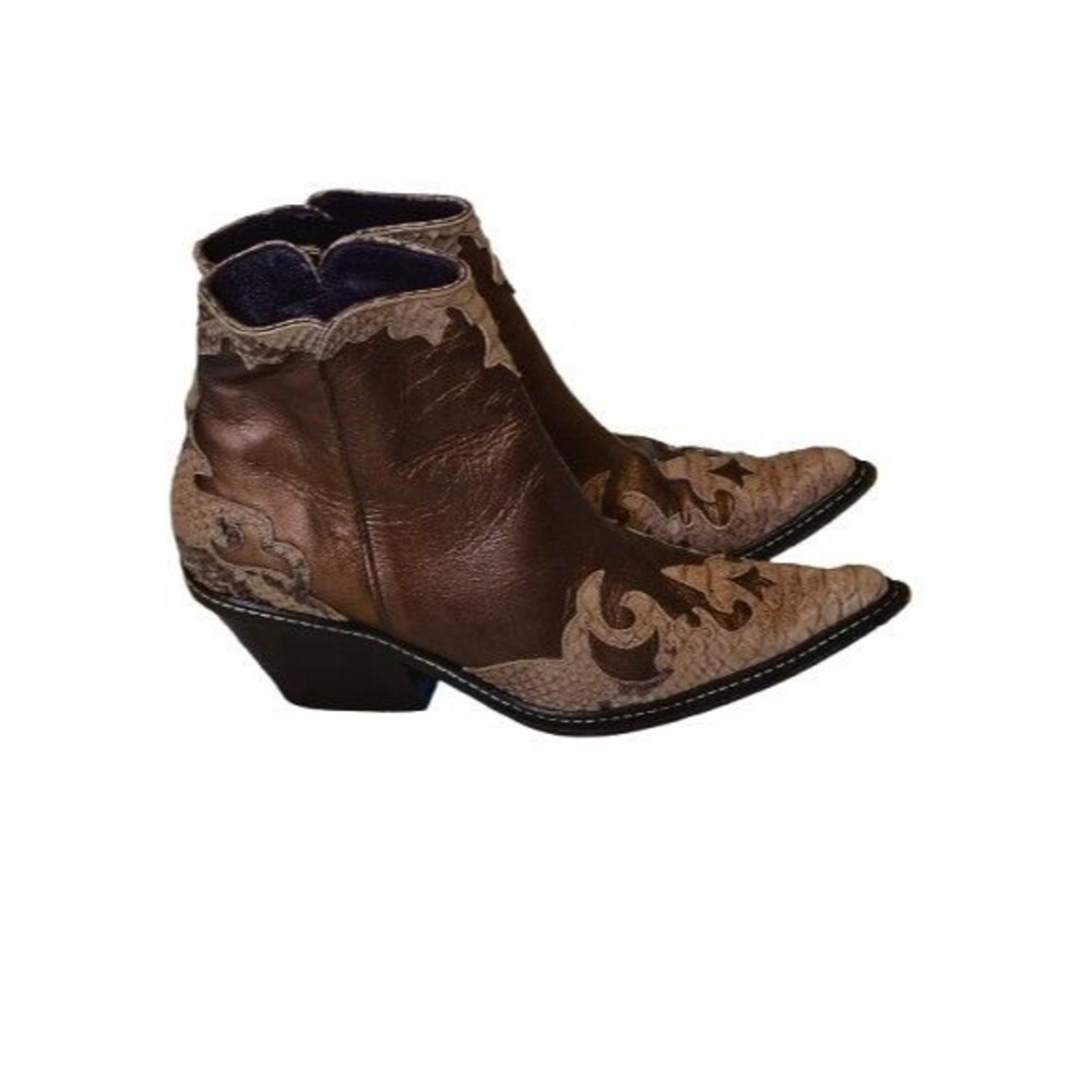 Donald J Pliner Western Couture Collection Metallic Brown Leather Booties Sze 7N